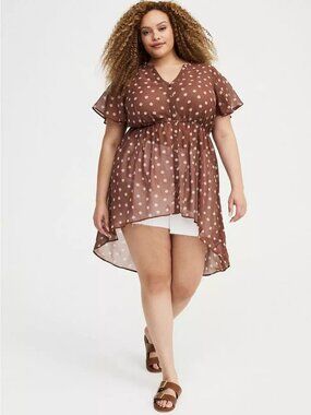 Lexie Chiffon Babydoll Top in Petite shells brown